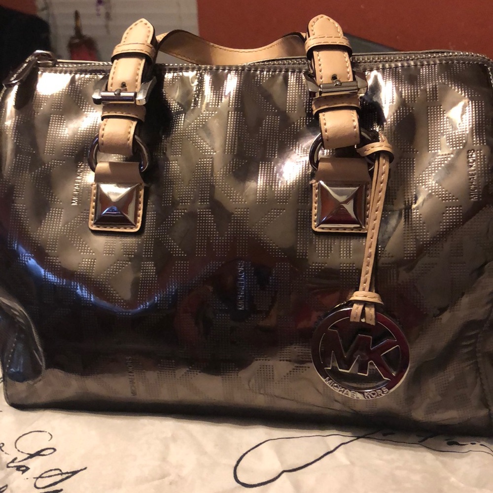 Michael Kors  metallic silver satchel